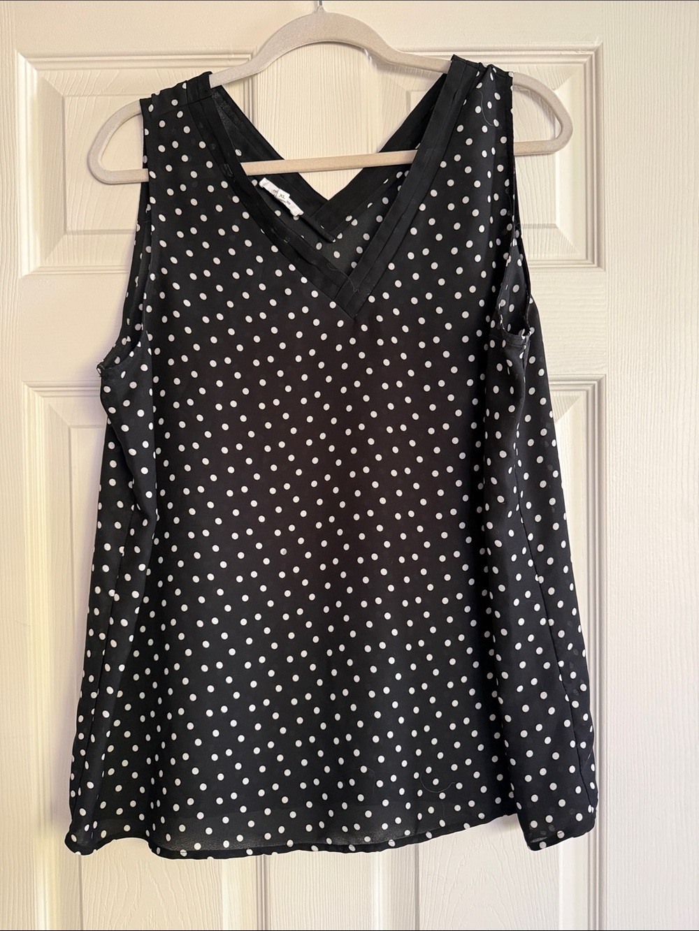 Maurices Black and White Polka Dot V-Neck Camisole